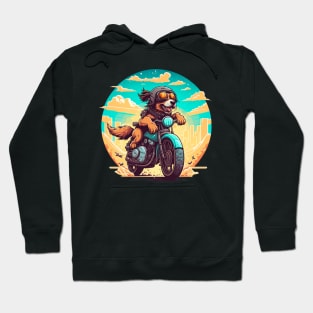 happy dog on a motorcycle Hoodie